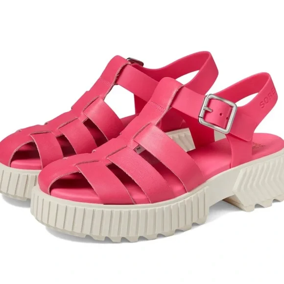 NWOT Sorel Ona Streetworks Fisherman Mid Chunky Pink and Cream Sandals - Picture 1 of 3